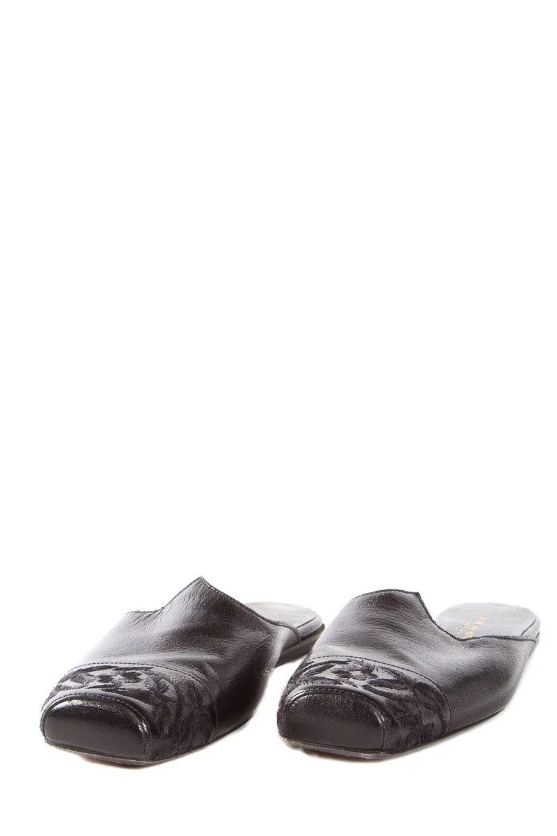 Dries Van Noten Black Leather Mule Flats SZ 35.5