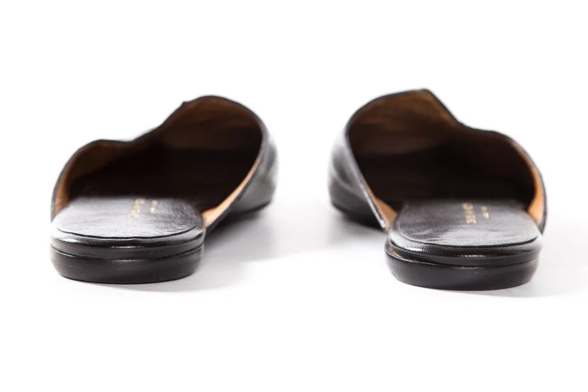 Dries Van Noten Black Leather Mule Flats SZ 35.5