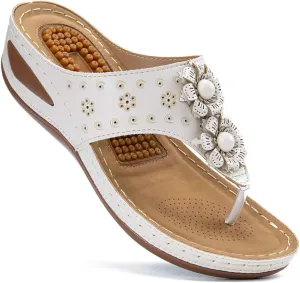 Ecetana Womens Sandals Platform Wedge: Comfortable Dressy Casual Summer Beach Shoes Slides Walking Flip Flops for Women