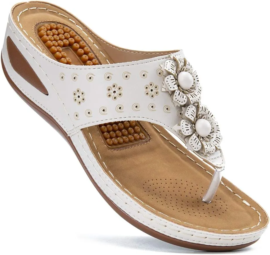 Ecetana Womens Sandals Platform Wedge: Comfortable Dressy Casual Summer Beach Shoes Slides Walking Flip Flops for Women
