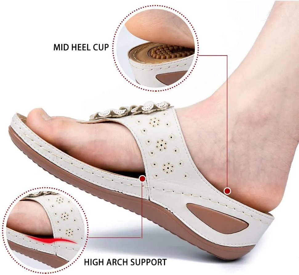 Ecetana Womens Sandals Platform Wedge: Comfortable Dressy Casual Summer Beach Shoes Slides Walking Flip Flops for Women