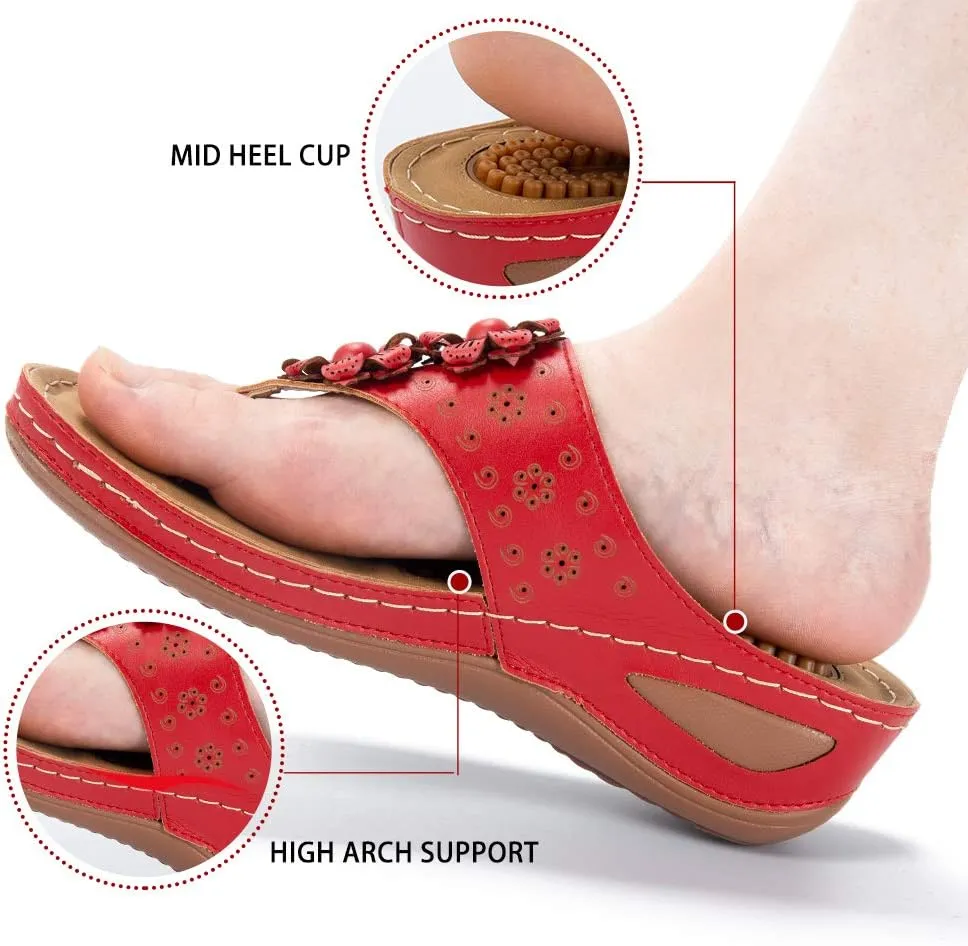 Ecetana Womens Sandals Platform Wedge: Comfortable Dressy Casual Summer Beach Shoes Slides Walking Flip Flops for Women