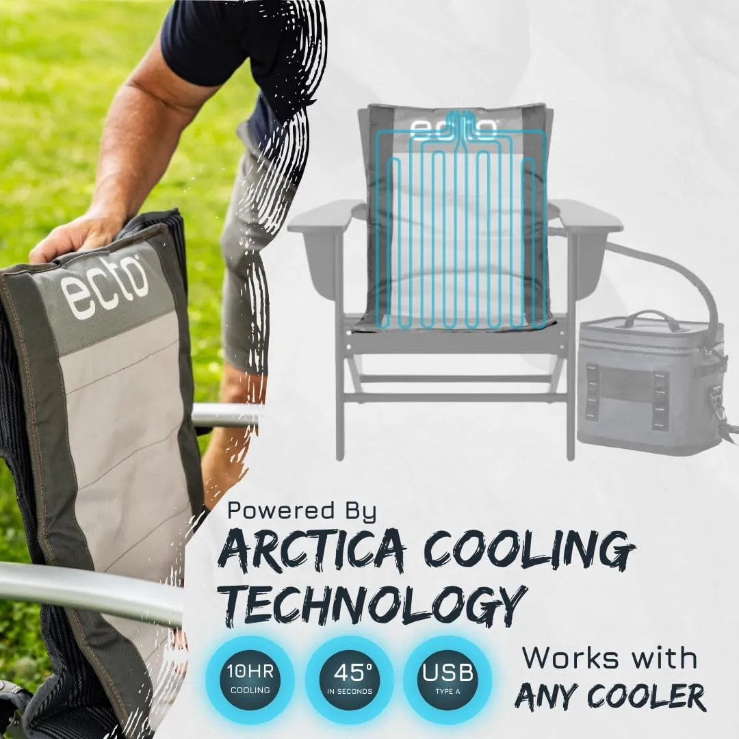 Ecto TOPR Cooling Cushion, Cools Down 45 Degrees up to 10 Hours, Battery Powered for Chair, Bleacher, Car Seat, Camping, Golf Cart, Standard Size (Excludes Battery)