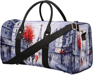 Eiffel Tower Paris France Travel Duffel Bag for Women Men Sports Tote Gym Bag Waterproof Foldable Lightweight Weekend Overnight Hospital Workout Bag Swimming Yoga Fitness Travel Sports Bag