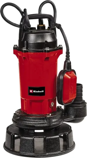 Einhell GE-DP 900 Cut Dirty Water Pump (900 W, 16,000 l/h, Max. Lift 11.5 m, Max. Immersion 7 m, Integrated Cutting Mechanism, Red)