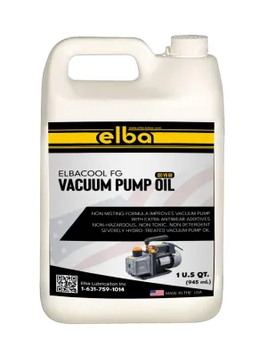 ELBACOOL, Food Grade, Vacuum Pump Oil, ISO VG 68, SAE 30,Synthetic, HYDROTREATED, Clear, Compatible Edwards, Welch, LEYBOLD, AGILENT. Automotive, Electrical and Mechanical Systems 1 GL Made in USA