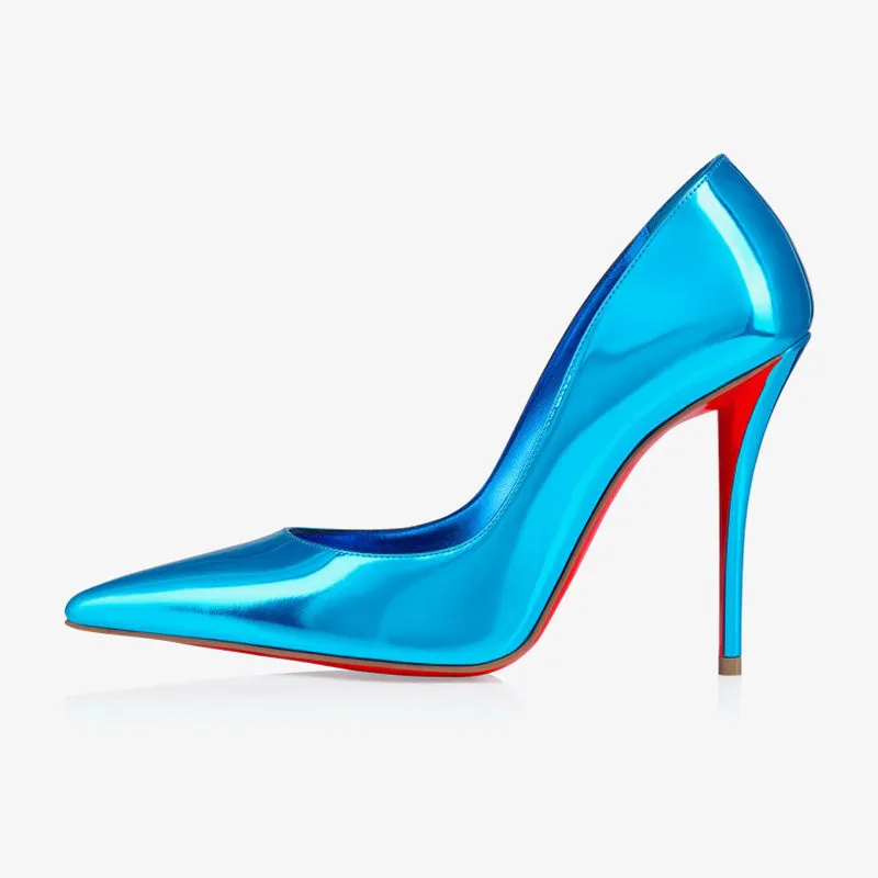 Electric Blue patent Stiletto Pumps