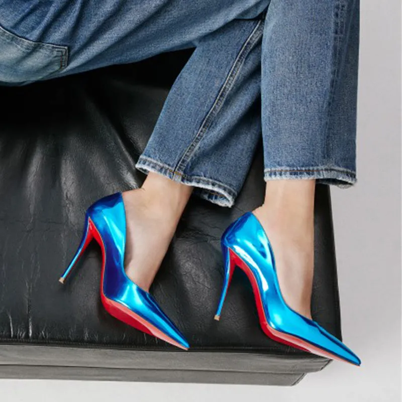Electric Blue patent Stiletto Pumps