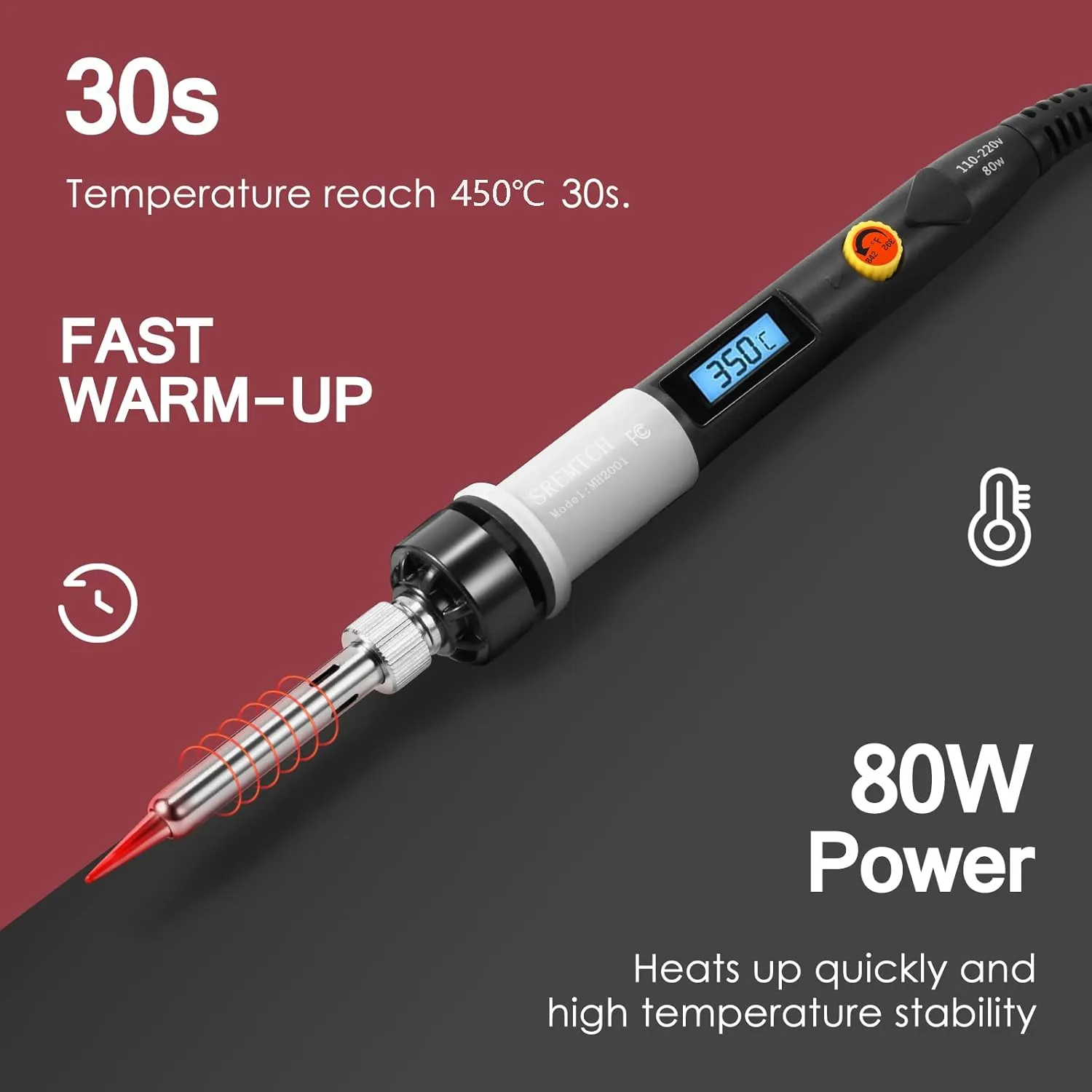Electronics Soldering Iron Kit, 80W Adjustable Temperature Welding Tool With LCD Display,20 in 1 Soldering Kit,On/Off Switch,Solder Wire,Clean Ball,Soldering Tips,Soldering Stand, Desoldering Pump