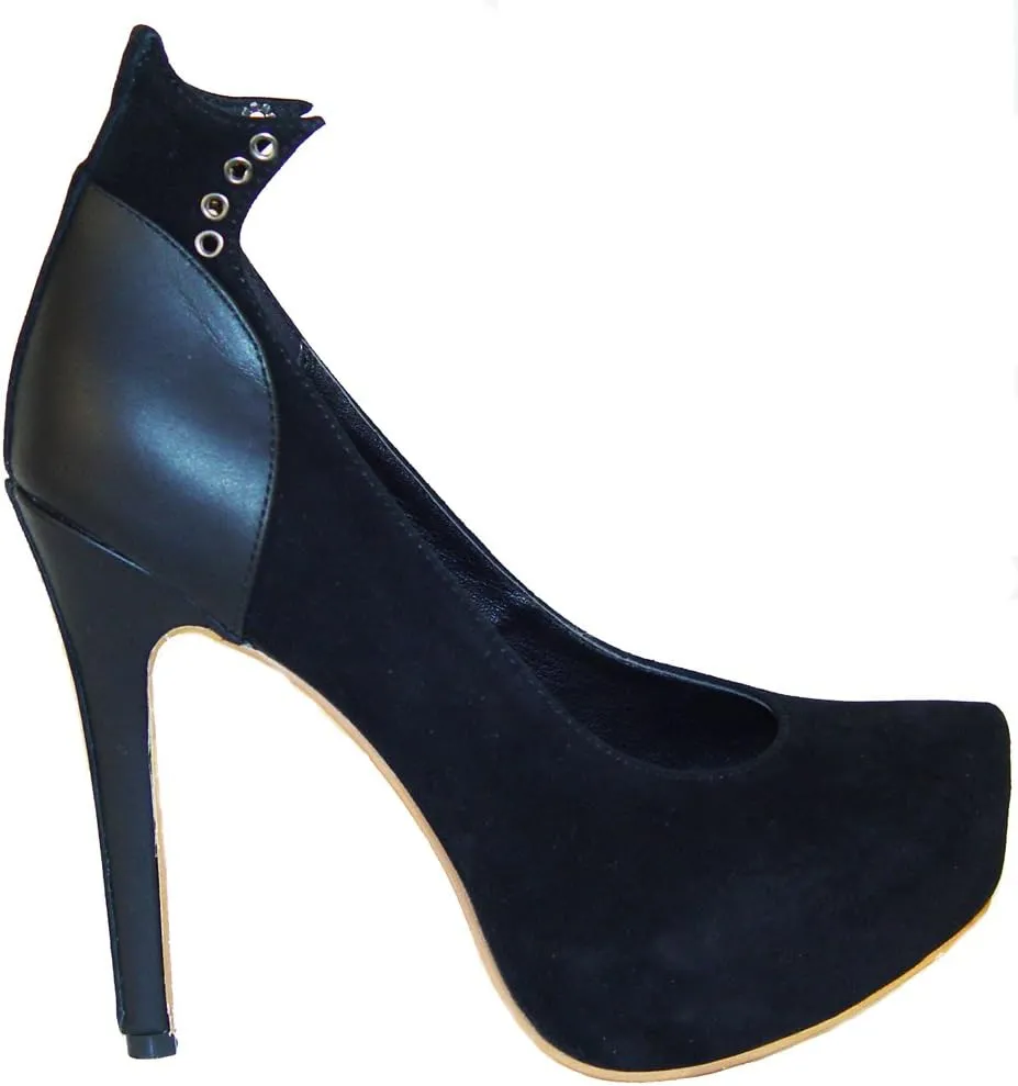 Elisha Black Suede High Heel Pump