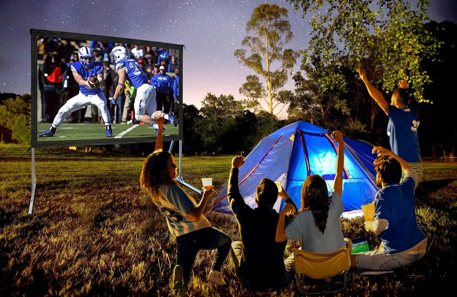 Elite Screens Yard Master 2, 120 inch Outdoor Projector Screen with Stand 16:9, 8K 4K Ultra HD 3D Fast Folding Portable Movie Theater Cinema 120" Indoor Foldable Easy Snap Projection Screen, OMS120H2