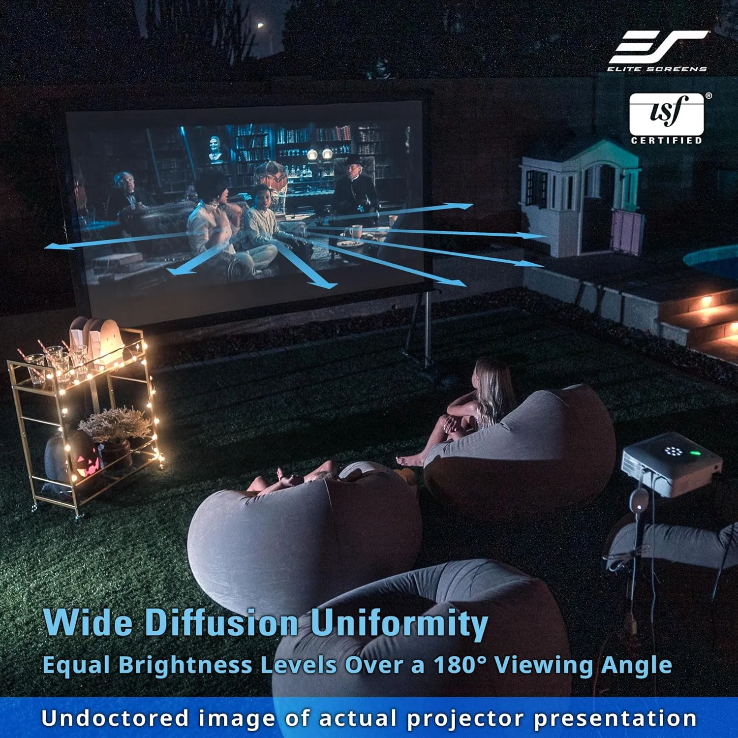 Elite Screens Yard Master 2, 120 inch Outdoor Projector Screen with Stand 16:9, 8K 4K Ultra HD 3D Fast Folding Portable Movie Theater Cinema 120" Indoor Foldable Easy Snap Projection Screen, OMS120H2
