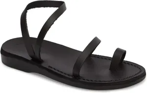Ella - Leather Ankle Strap Flat Sandal - Womens Sandals