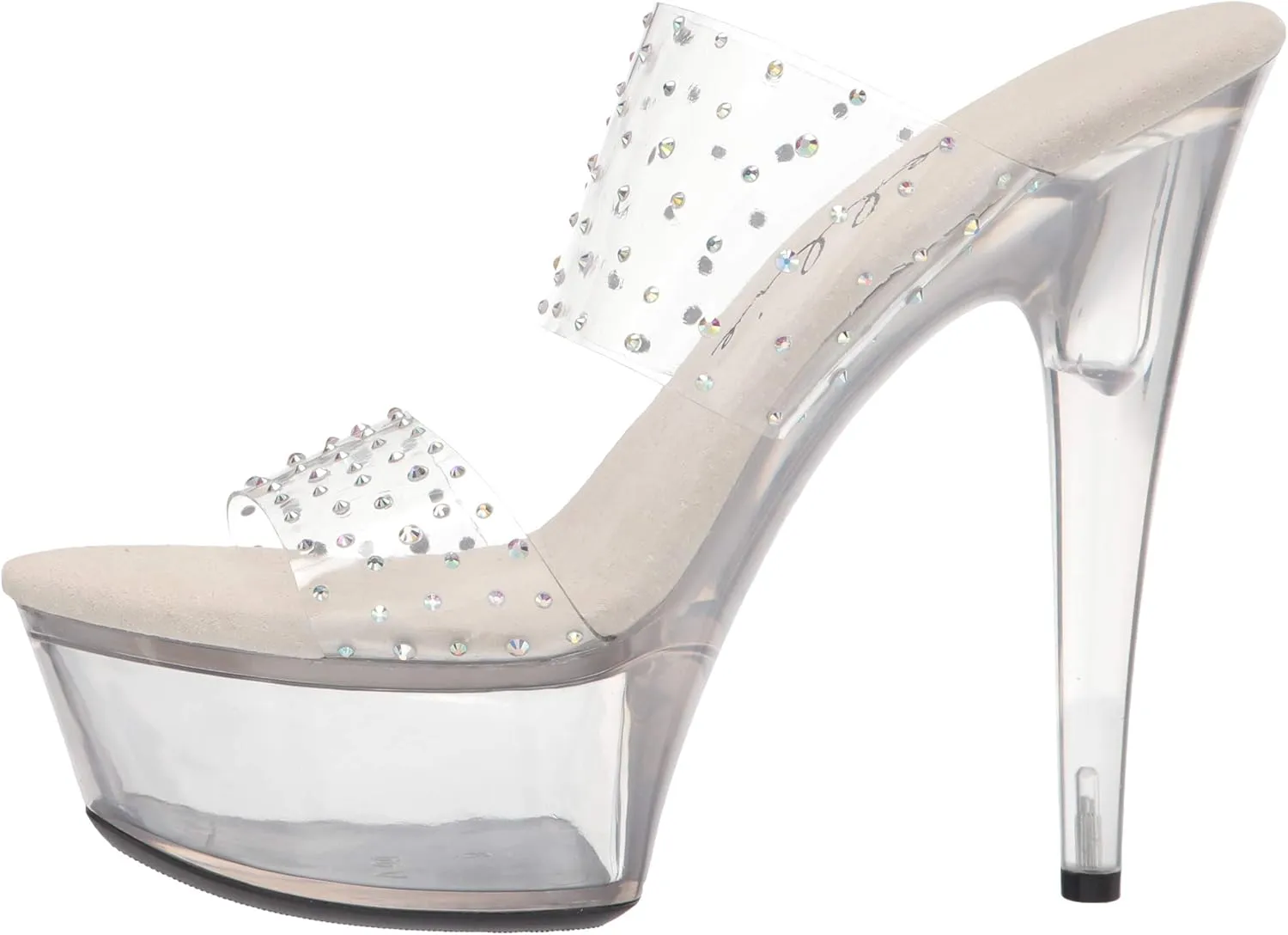 Ellie Shoes Women's 6" Heel Clear Mule Sandal. Heeled