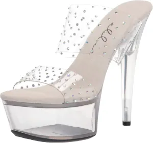 Ellie Shoes Women's 6" Heel Clear Mule Sandal. Heeled