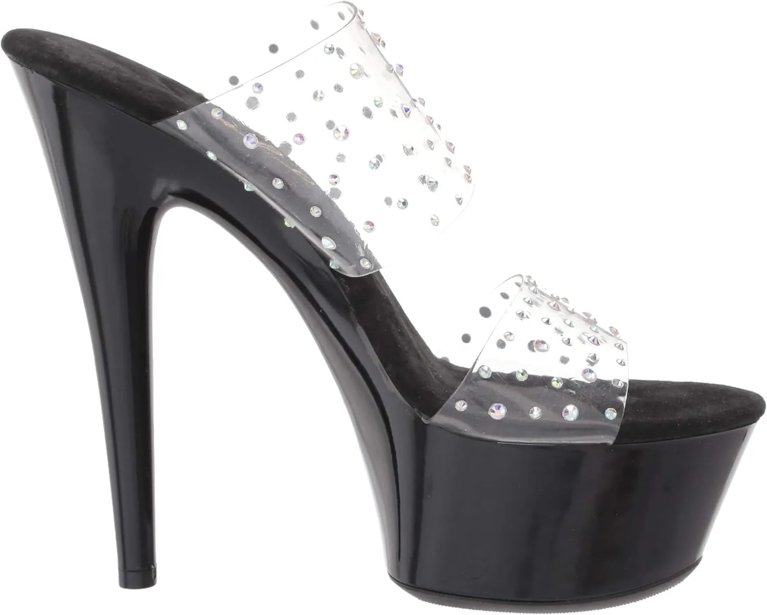Ellie Shoes Women's 6" Heel Clear Mule Sandal. Heeled