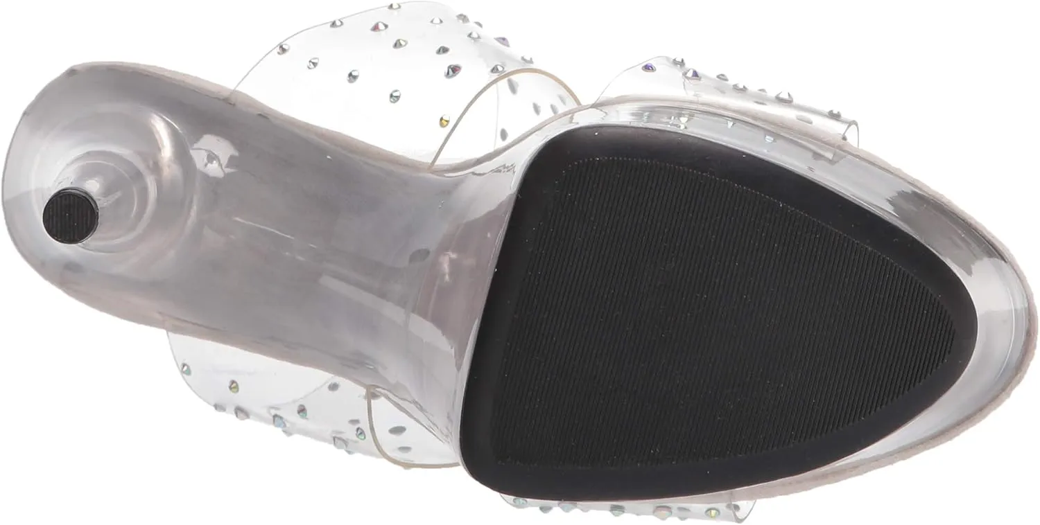 Ellie Shoes Women's 6" Heel Clear Mule Sandal. Heeled