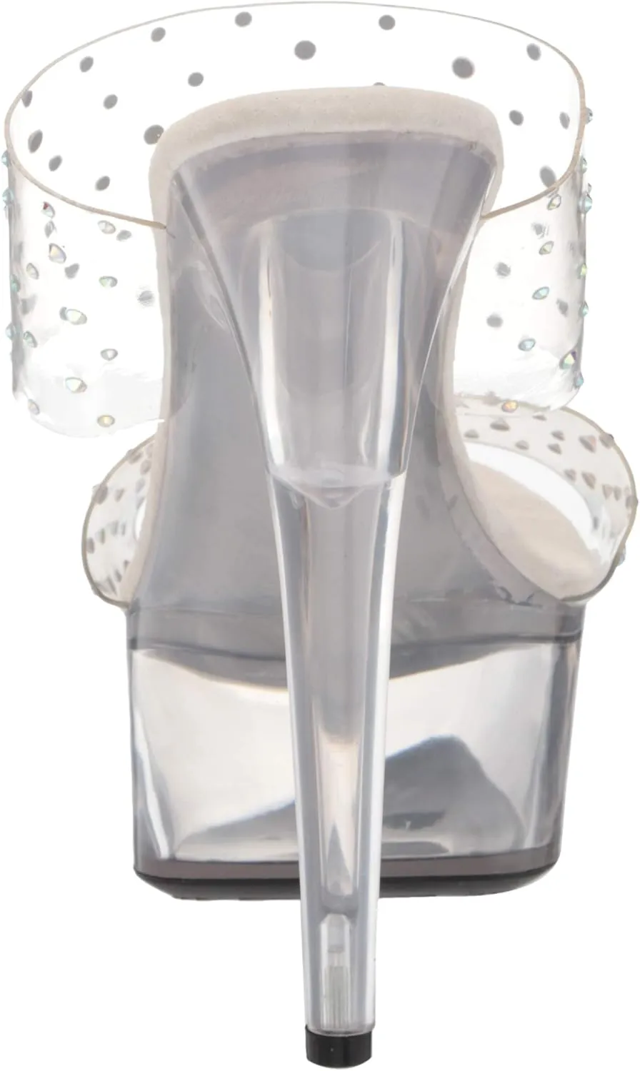 Ellie Shoes Women's 6" Heel Clear Mule Sandal. Heeled