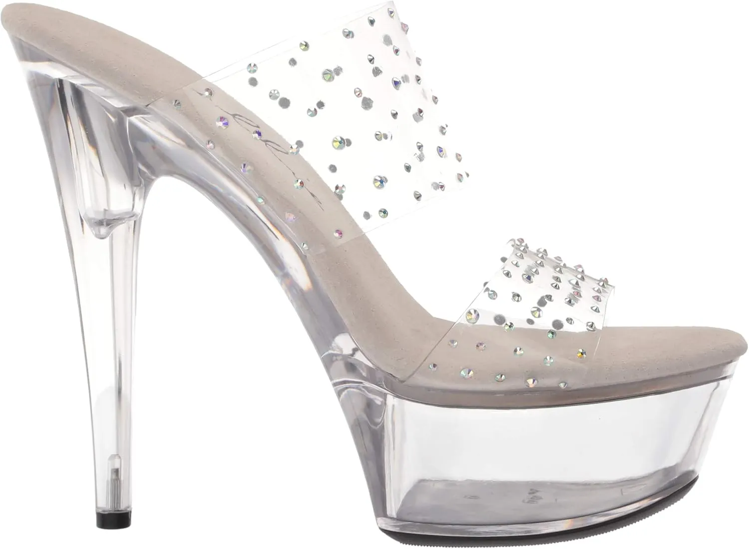 Ellie Shoes Women's 6" Heel Clear Mule Sandal. Heeled