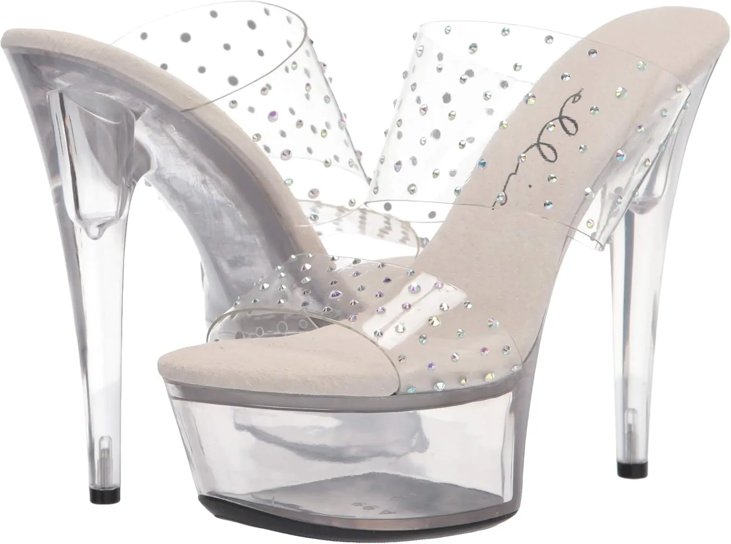 Ellie Shoes Women's 6" Heel Clear Mule Sandal. Heeled