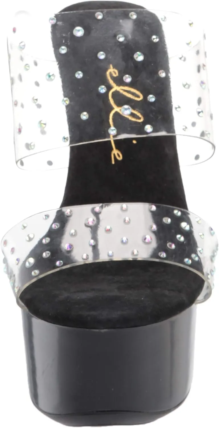 Ellie Shoes Women's 6" Heel Clear Mule Sandal. Heeled