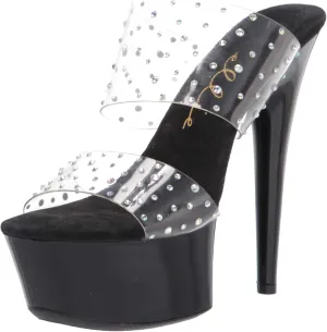 Ellie Shoes Women's 6" Heel Clear Mule Sandal. Heeled