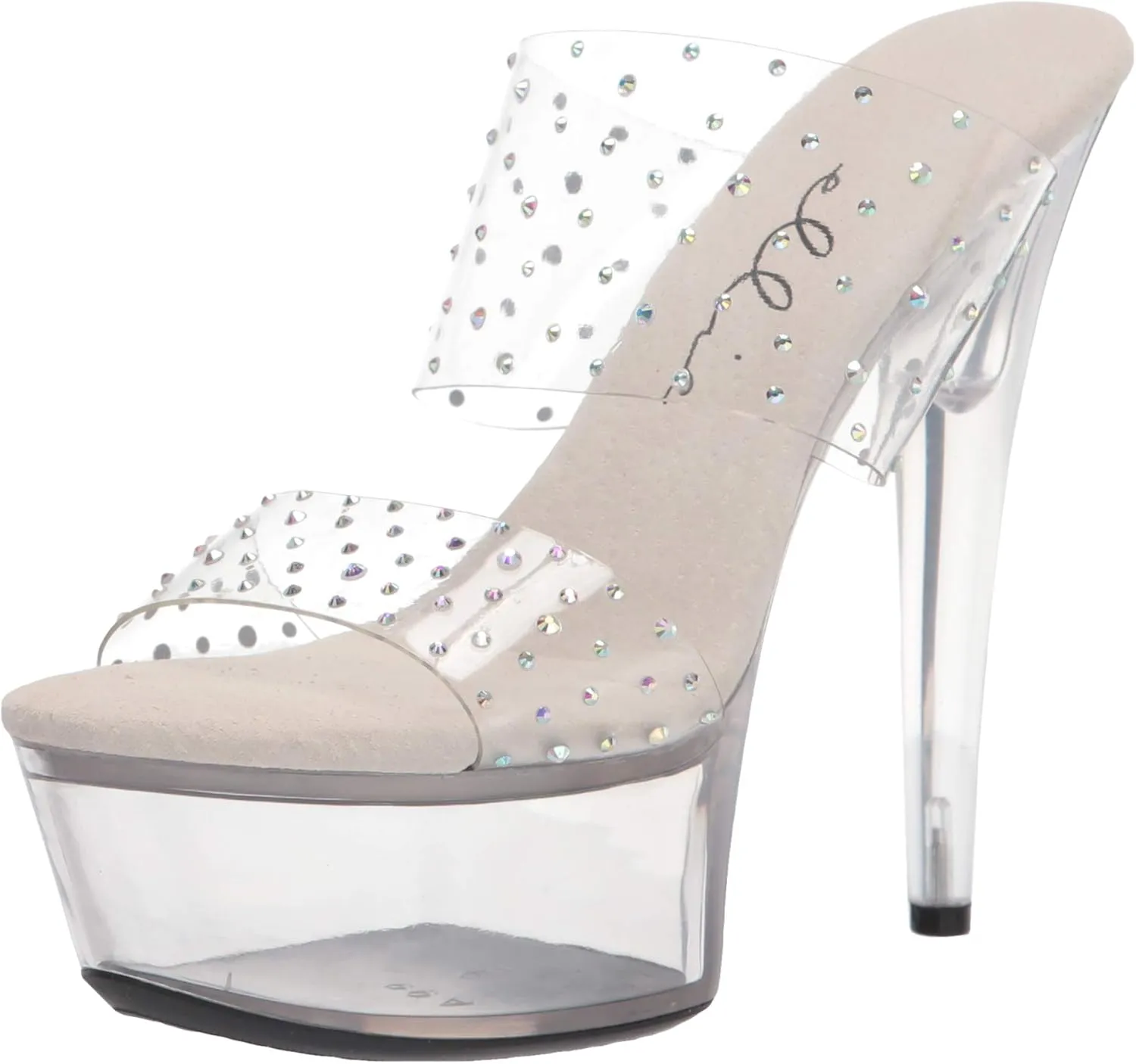 Ellie Shoes Women's 6" Heel Clear Mule Sandal. Heeled