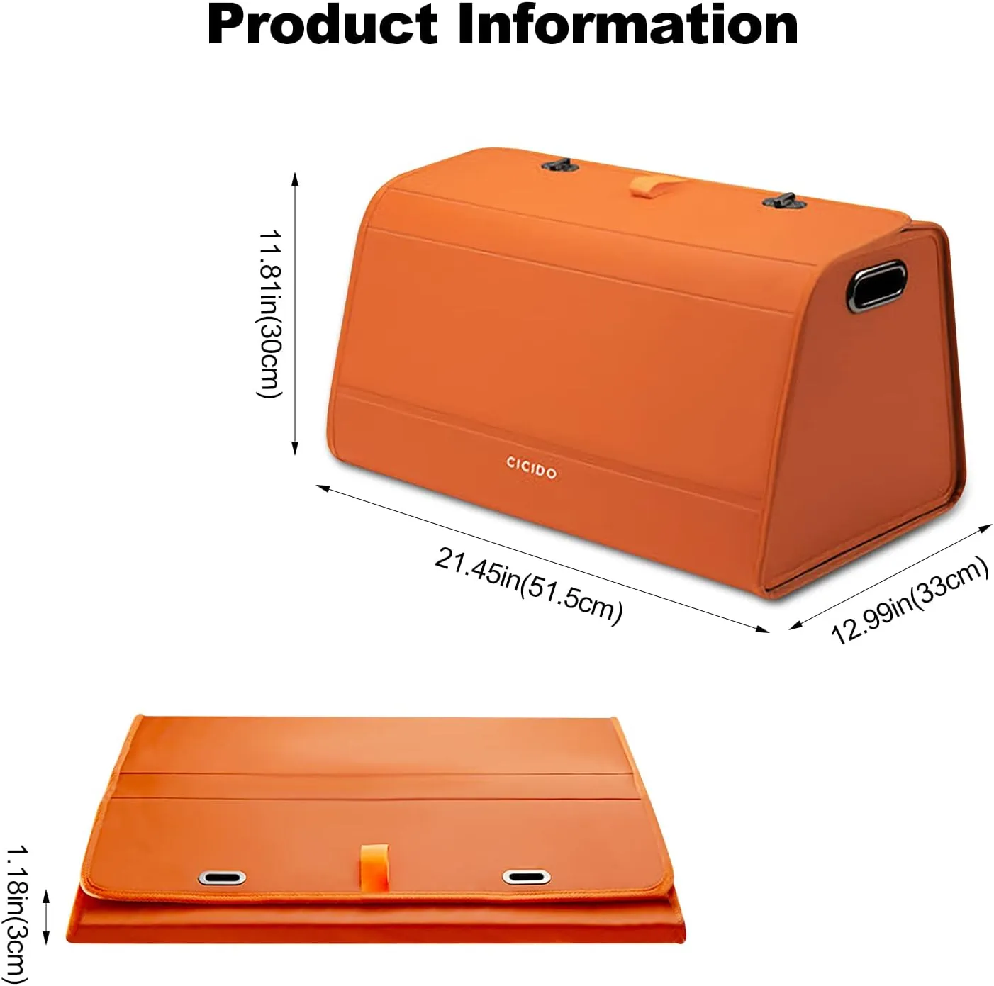 Ergocar Car Trunk Organizer, PU Leather Car Boot Organiser Collapsible, 180° Opening, Multi-Compartment Car Trunk Organizer Box, Car Boot Tidy, Non Slip Bottom, Essential Car Accessories