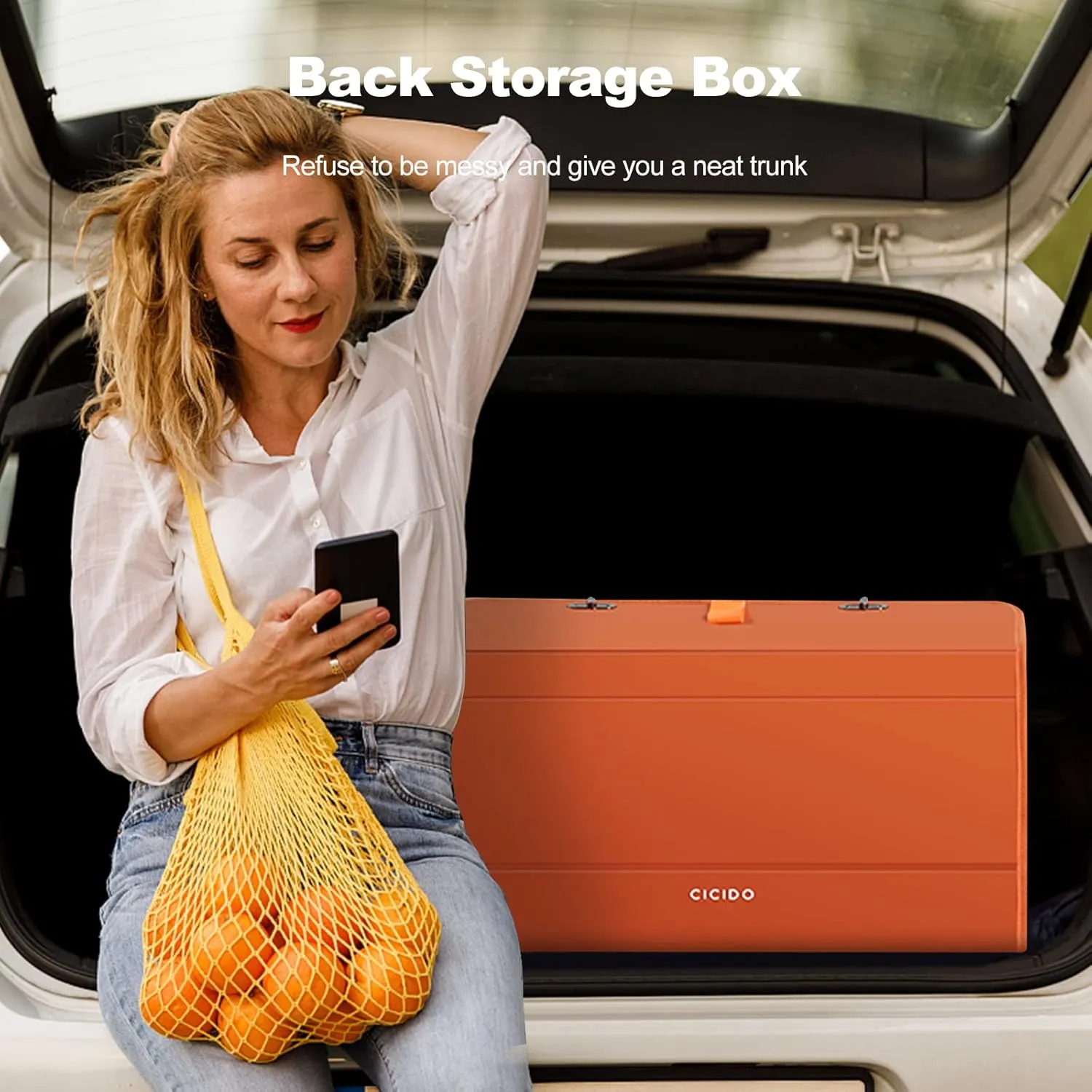 Ergocar Car Trunk Organizer, PU Leather Car Boot Organiser Collapsible, 180° Opening, Multi-Compartment Car Trunk Organizer Box, Car Boot Tidy, Non Slip Bottom, Essential Car Accessories