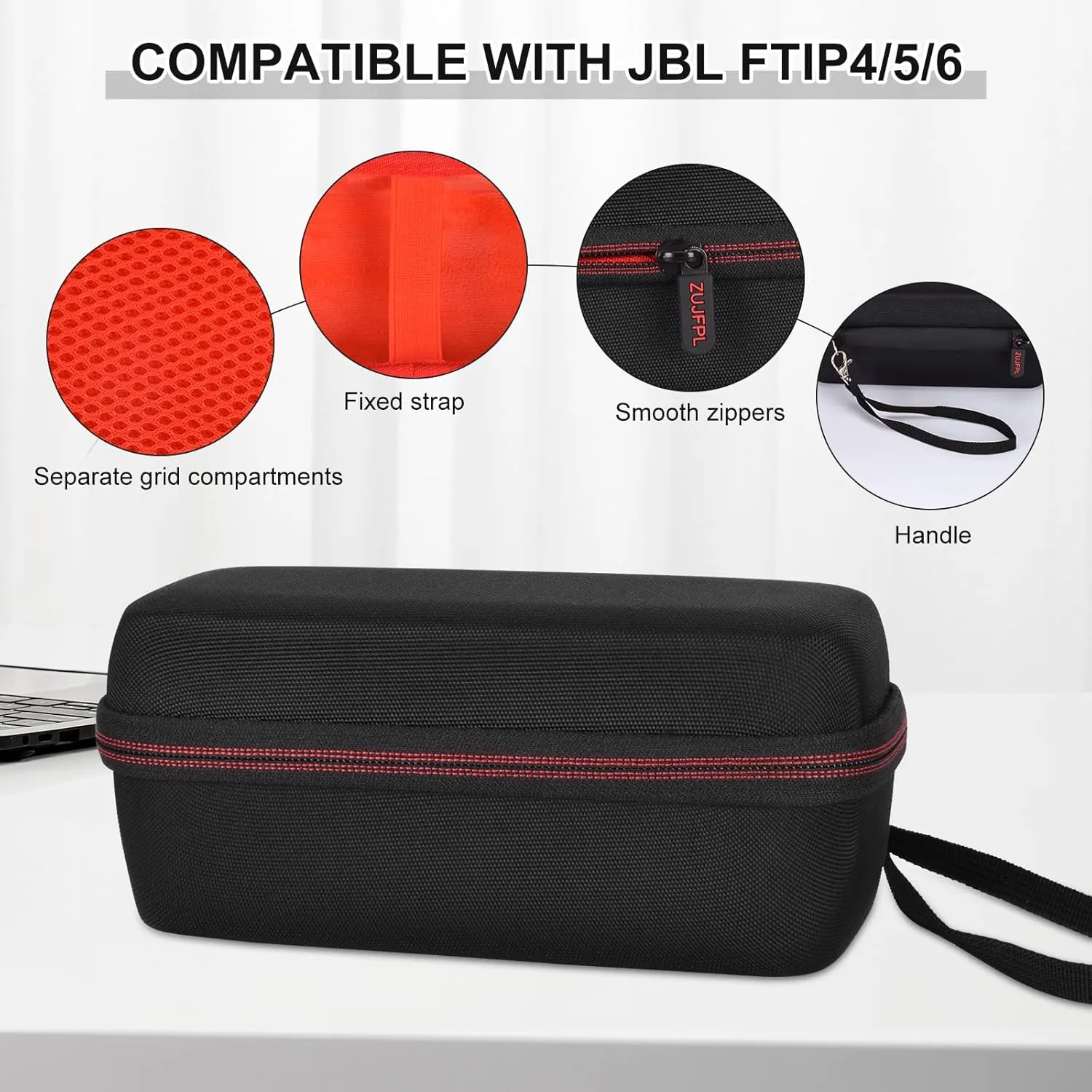 EVA Hard Case Compatible with JBL Flip 6 Waterproof Portable Bluetooth Speaker, Case fits JBL Flip 4 & 5 - Premium Travel Protective Carrying Storage Bag - Fits USB Cable and Charge (Red)