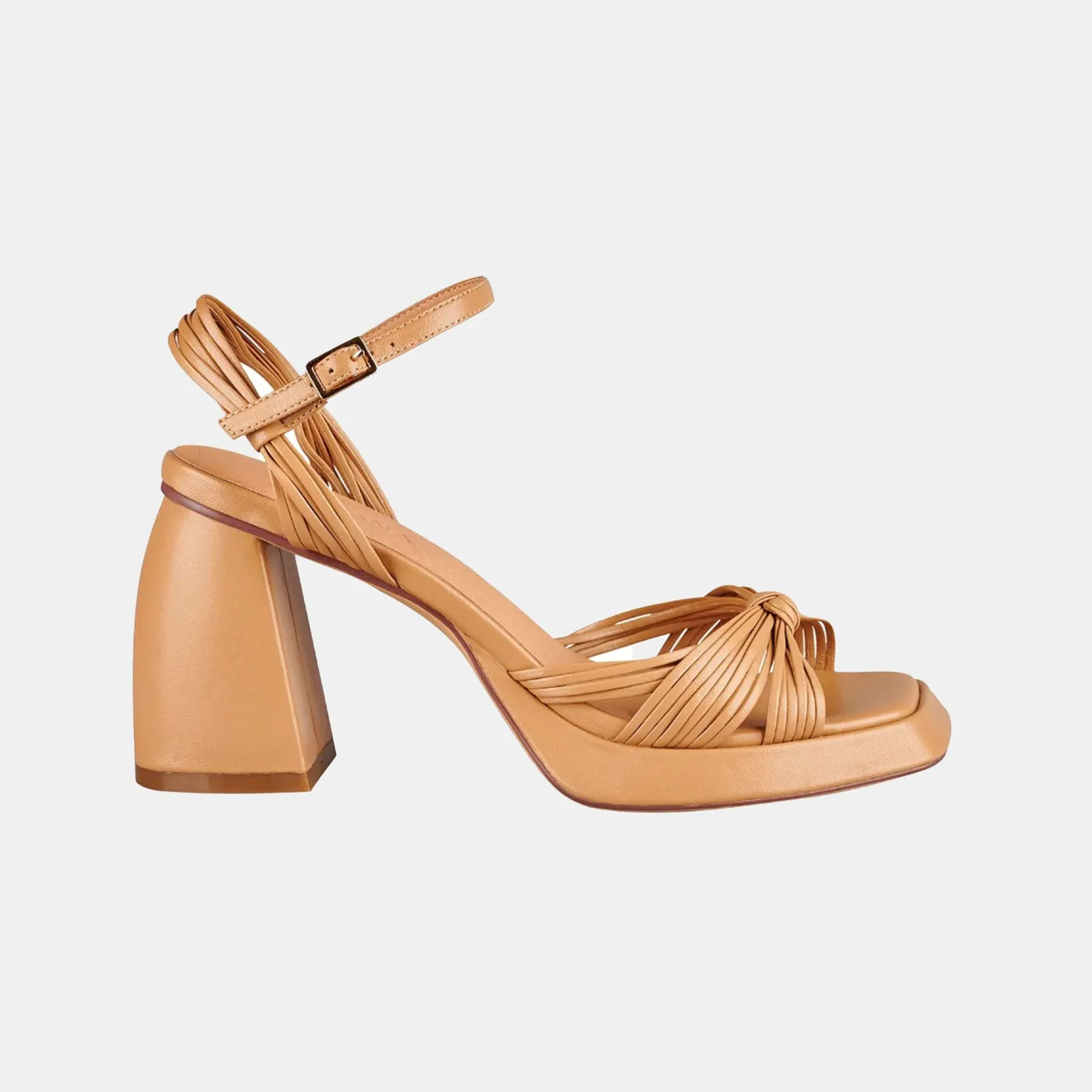 Evita Platform Heel Tan