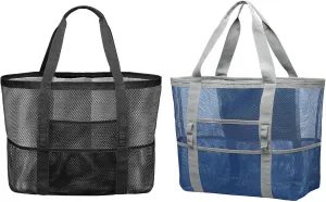 F-color Mesh Beach Bag Family - Large Tote Bag for Cruise Pool Beach Vacation Essentials