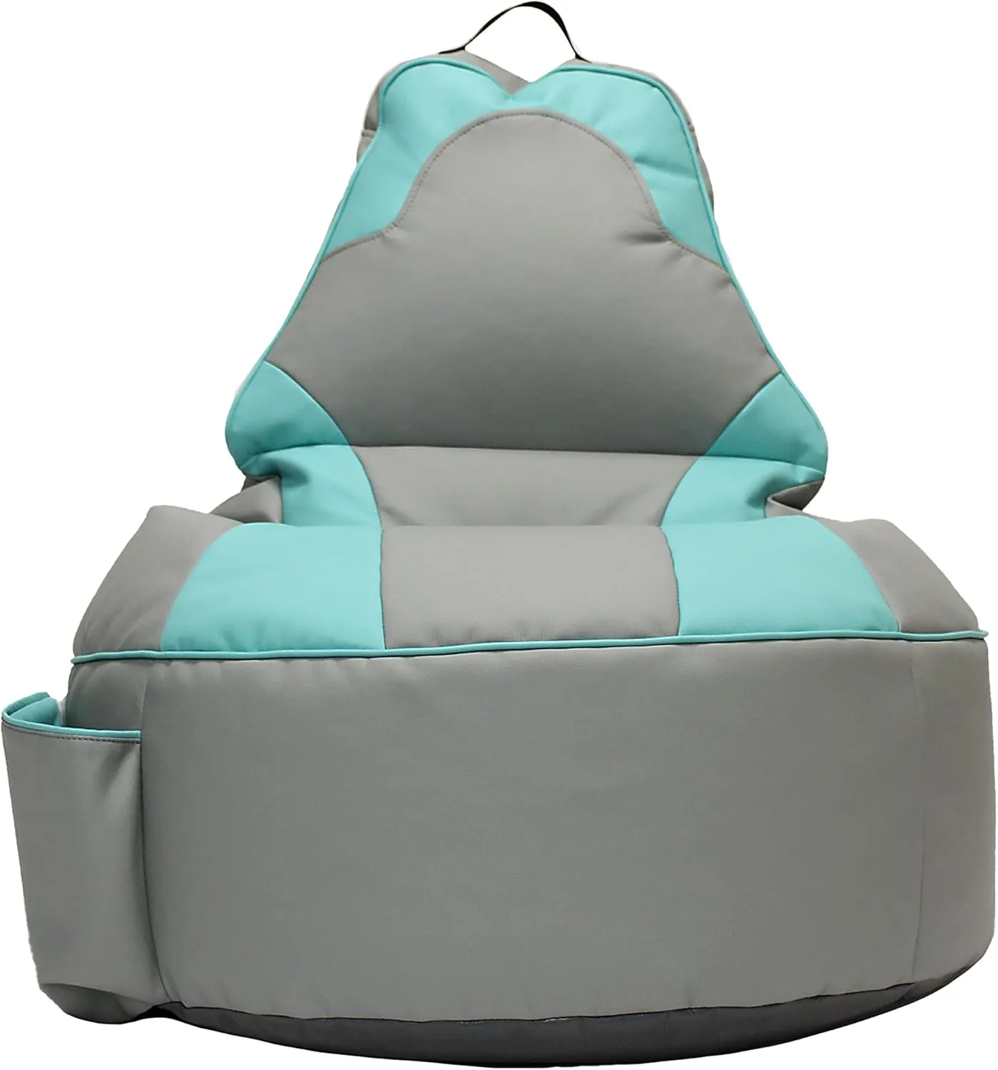 Factory Direct Partners 13928-305 SoftScape Floor Gaming Bean Bag Chair for Kids & Young Teens, Filled with Shape-Retaining Foam Beads - Gray/Turquoise
