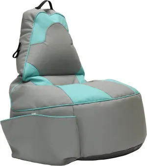 Factory Direct Partners 13928-305 SoftScape Floor Gaming Bean Bag Chair for Kids & Young Teens, Filled with Shape-Retaining Foam Beads - Gray/Turquoise
