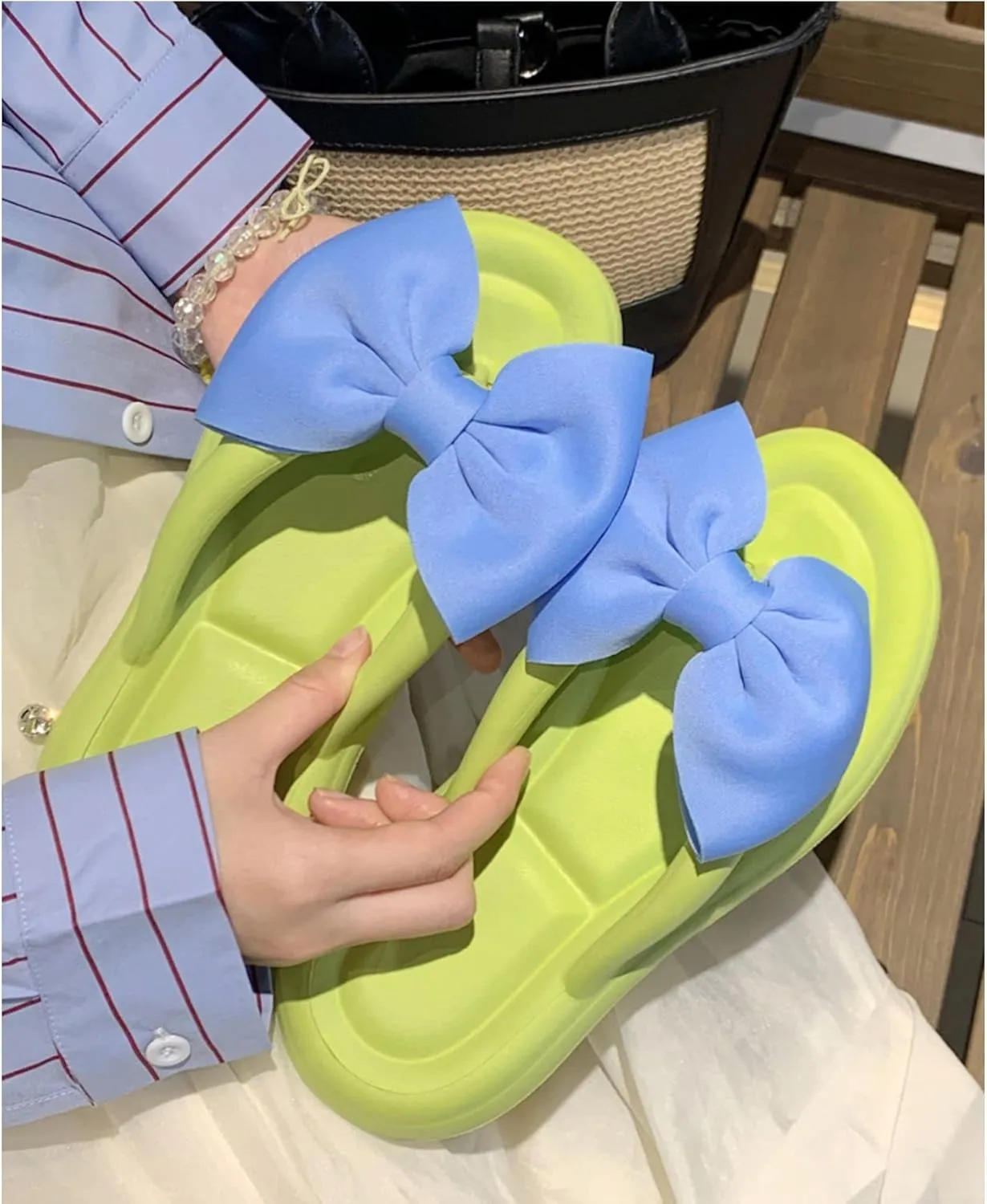 Fairy Bow Flip Flop Summer Beach Sandal Slippers for Womens Girls Women's Flip Flop Sandal Aesthetics Slippers