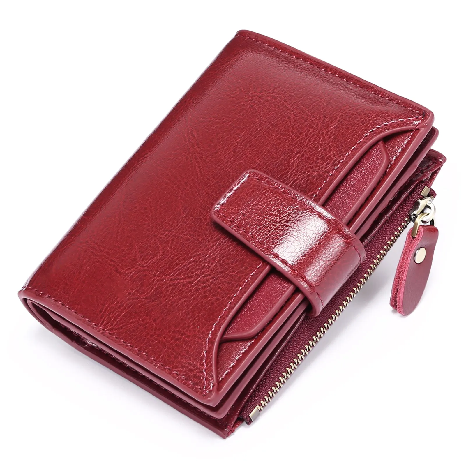 FALAN MULE Small Wallet for Women Genuine Leather Bifold Purse RFID Blocking Card Holder