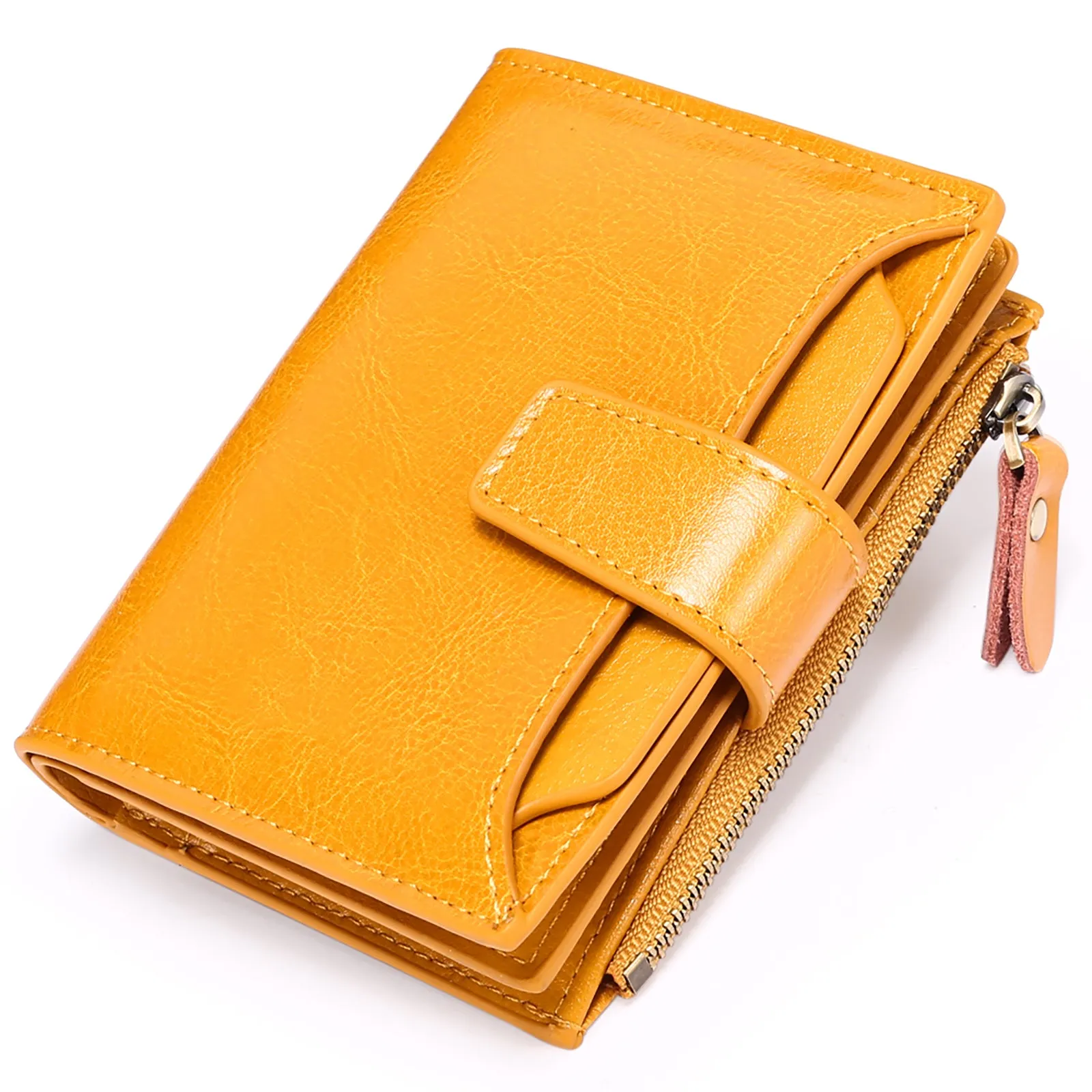 FALAN MULE Small Wallet for Women Genuine Leather Bifold Purse RFID Blocking Card Holder