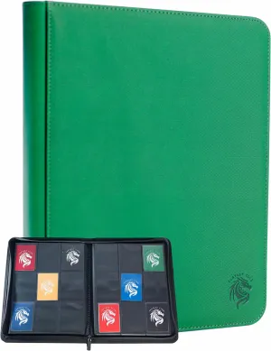 FANTASY CLUB | 9-Pocket Trading Card Binder – Elevate Your Collection with a Premium Green PU Leather Album Featuring Diamond Texture & Zipper Closure | Holds 360 Standard Size Cards | Acid & PVC Free