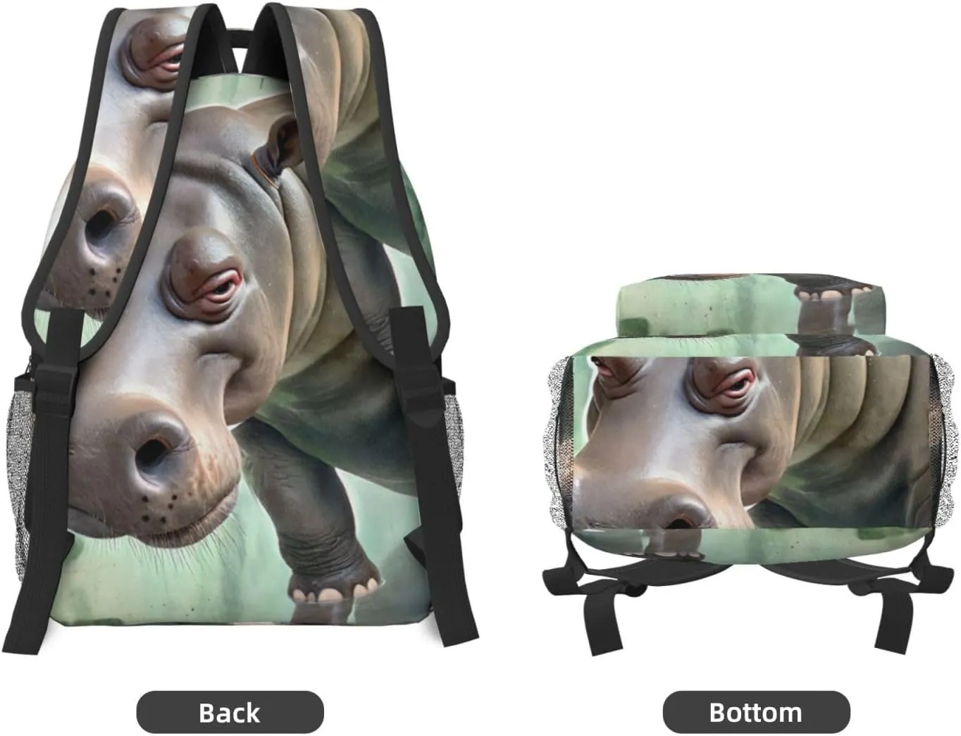 Fashionable Oxford Fabric Commuter Backpack with Multi-Pockets Compatible with Cool Hippo Animal Print Rucksack