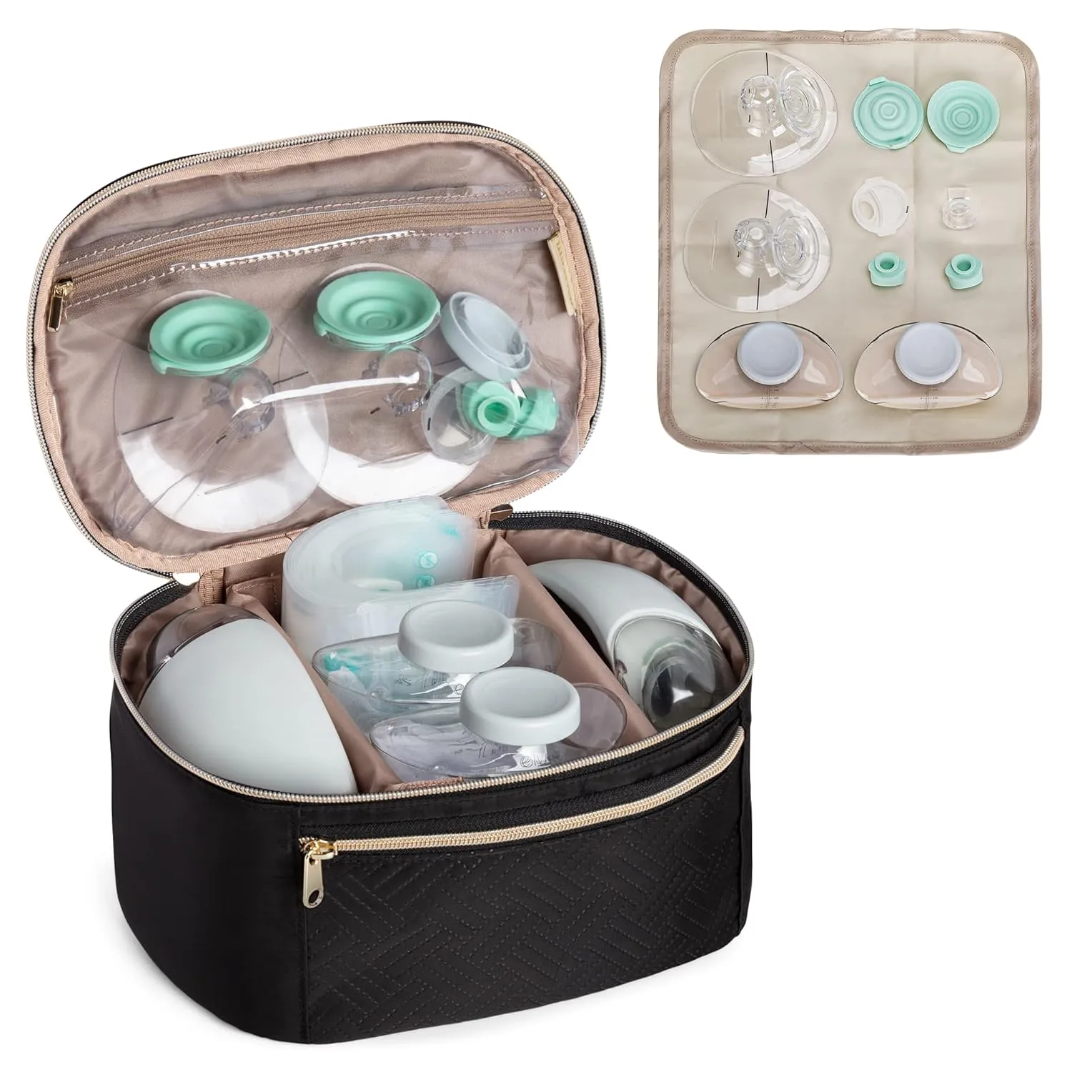 Fasrom Wearable Breast Pump Bag Compatible with Momcozy, Medela and Elvie Hands Free Pumps, Portable Carrying Case with Waterproof Mat for Working Moms Travel, Black (Bag Only, Patent Pending)