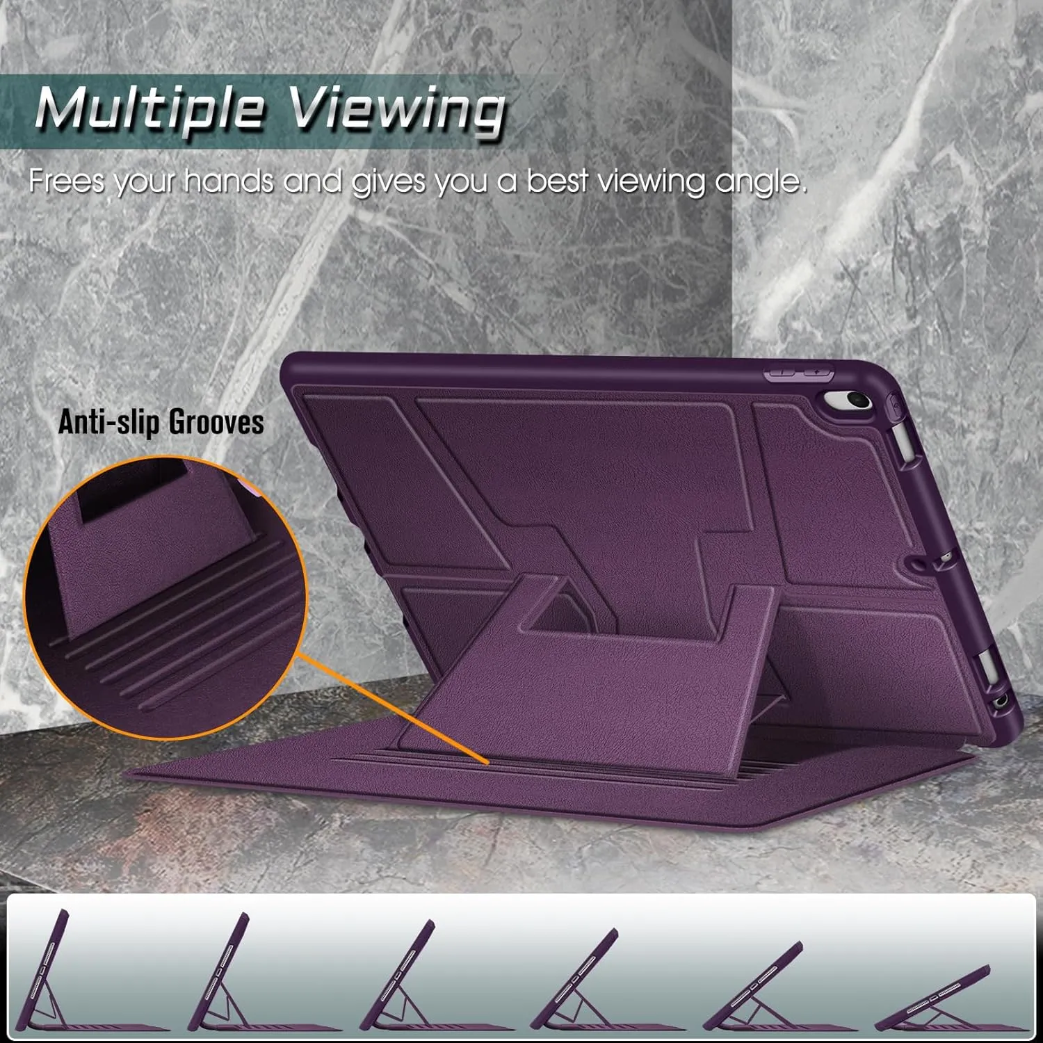 Fintie Magnetic Stand Case for iPad Air 10.5" (3rd Generation) 2019 / iPad Pro 10.5" 2017, Multi-Angle Viewing Rugged Soft TPU Back Cover with Pencil Holder, Auto Wake/Sleep, Purple