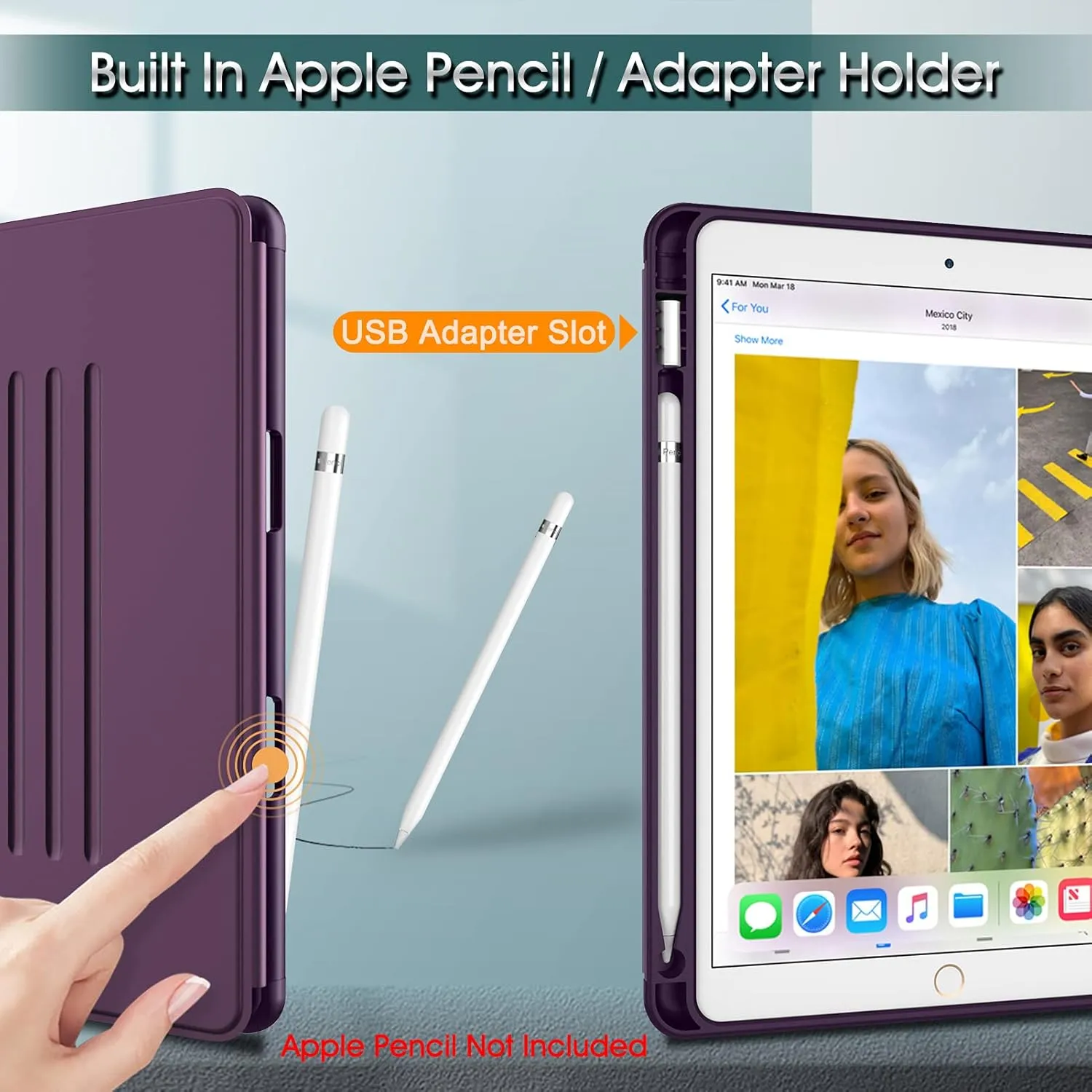 Fintie Magnetic Stand Case for iPad Air 10.5" (3rd Generation) 2019 / iPad Pro 10.5" 2017, Multi-Angle Viewing Rugged Soft TPU Back Cover with Pencil Holder, Auto Wake/Sleep, Purple