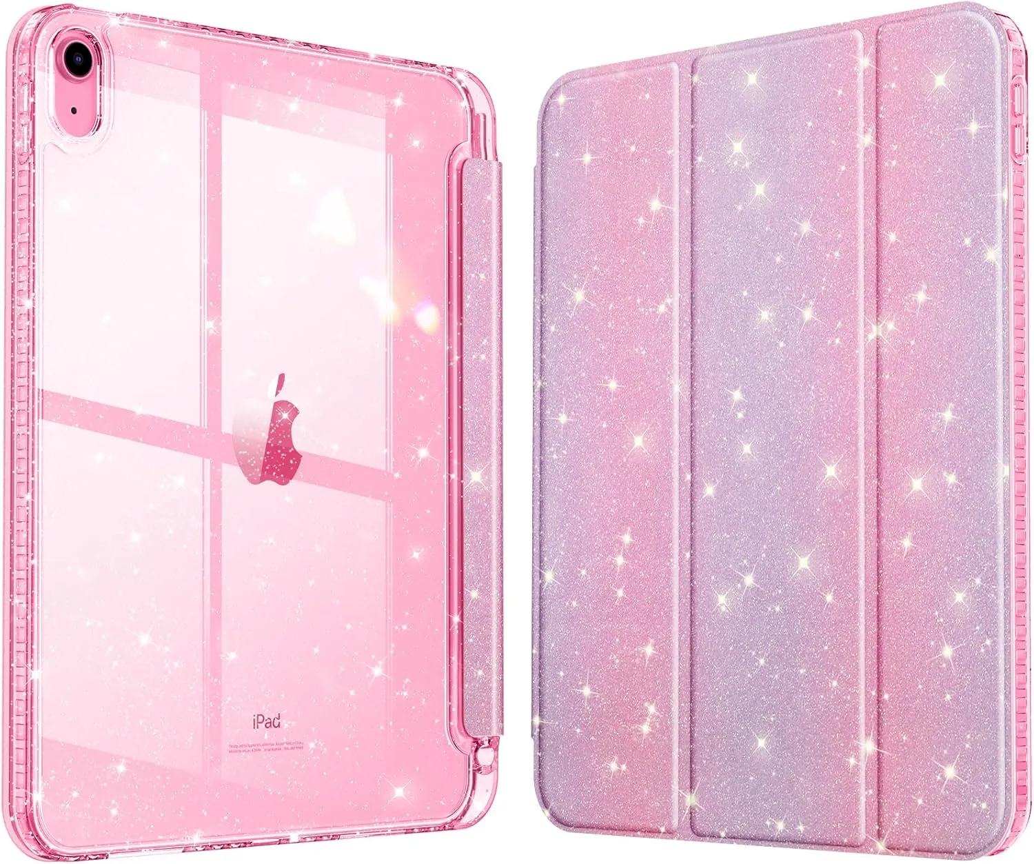 Fintie Slim Case for iPad (A16) 11th Generation 11 Inch (2025), iPad 10th Generation 10.9 Inch (2022) - Glittering Sparkly Shockproof Cover with Shiny Clear Back Shell & Pencil Holder, Fantasy Ombre