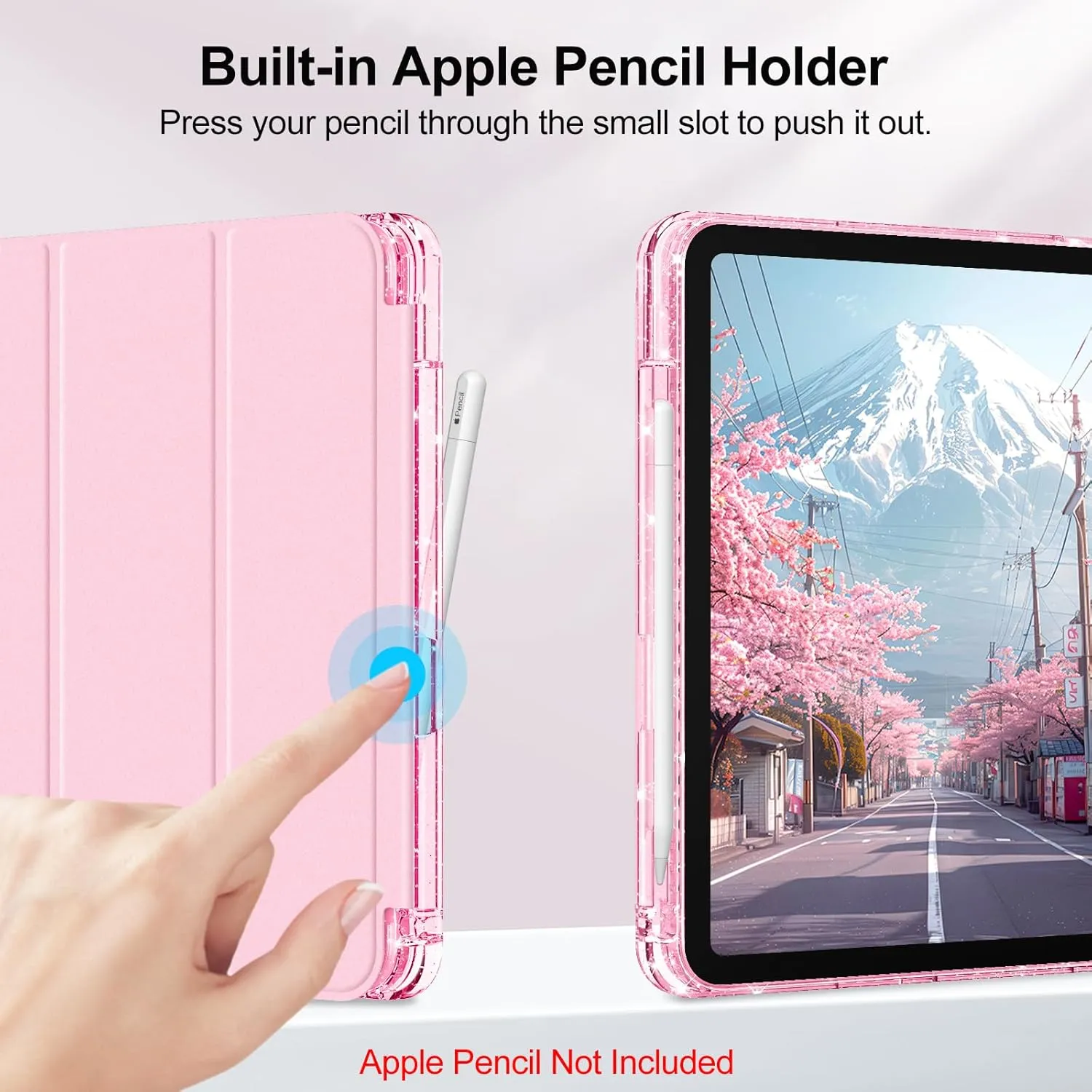 Fintie Slim Case for iPad (A16) 11th Generation 11 Inch (2025), iPad 10th Generation 10.9 Inch (2022) - Glittering Sparkly Shockproof Cover with Shiny Clear Back Shell & Pencil Holder, Fantasy Ombre