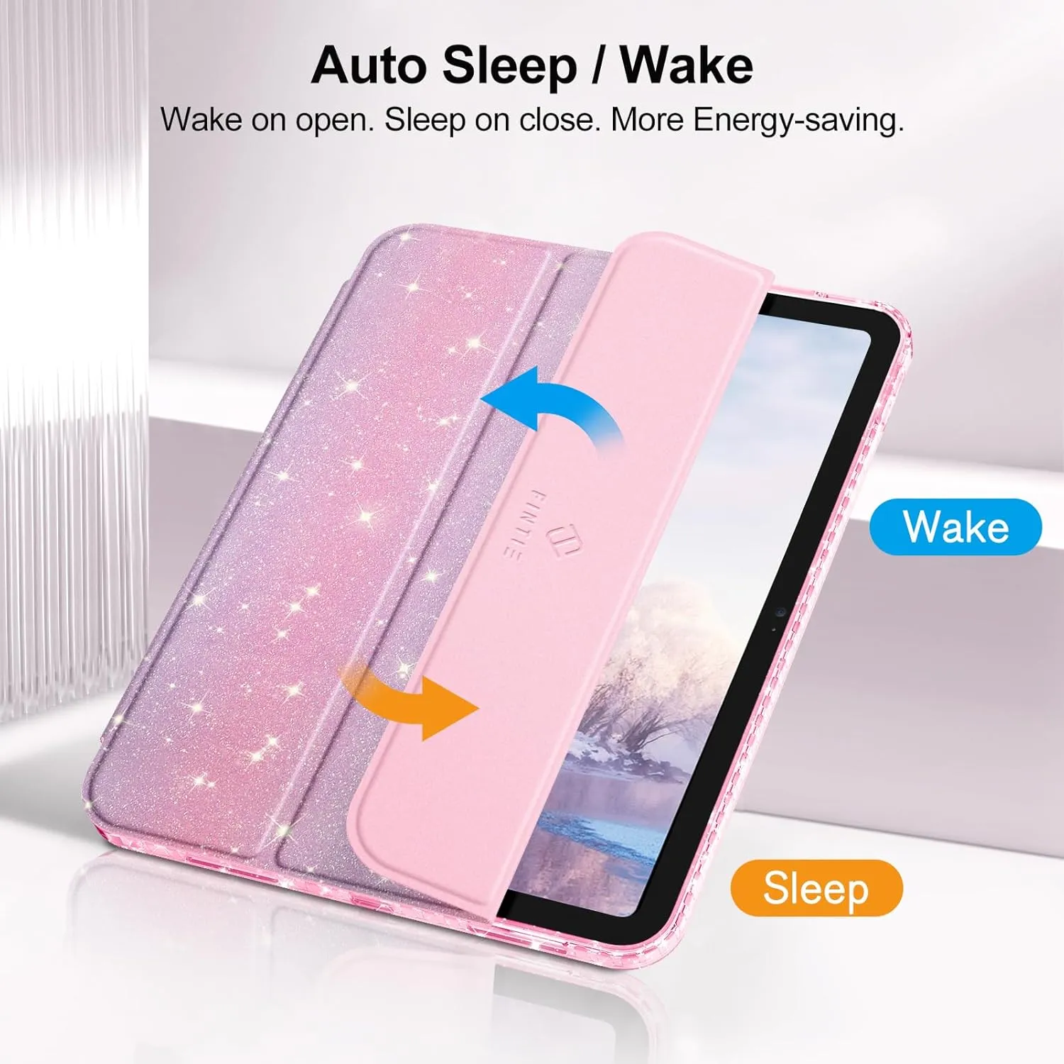 Fintie Slim Case for iPad (A16) 11th Generation 11 Inch (2025), iPad 10th Generation 10.9 Inch (2022) - Glittering Sparkly Shockproof Cover with Shiny Clear Back Shell & Pencil Holder, Fantasy Ombre