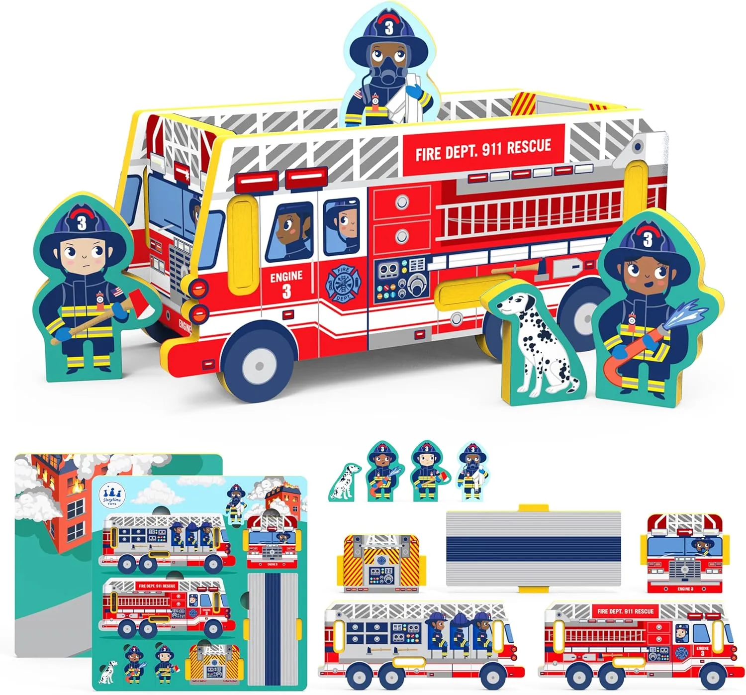 Fire Truck Puzzle for Kids | 9 Piece Puzzles for Kids Ages 3-5 | EVA Foam Puzzle fire Truck Toys for 3  Year Old Boys and Girls | Preschool Puzzle Travel Toys for Kids