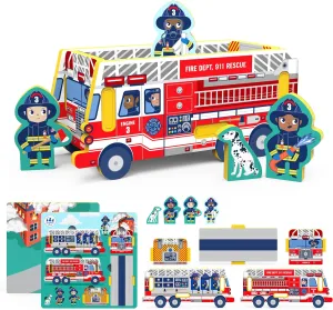 Fire Truck Puzzle for Kids | 9 Piece Puzzles for Kids Ages 3-5 | EVA Foam Puzzle fire Truck Toys for 3  Year Old Boys and Girls | Preschool Puzzle Travel Toys for Kids