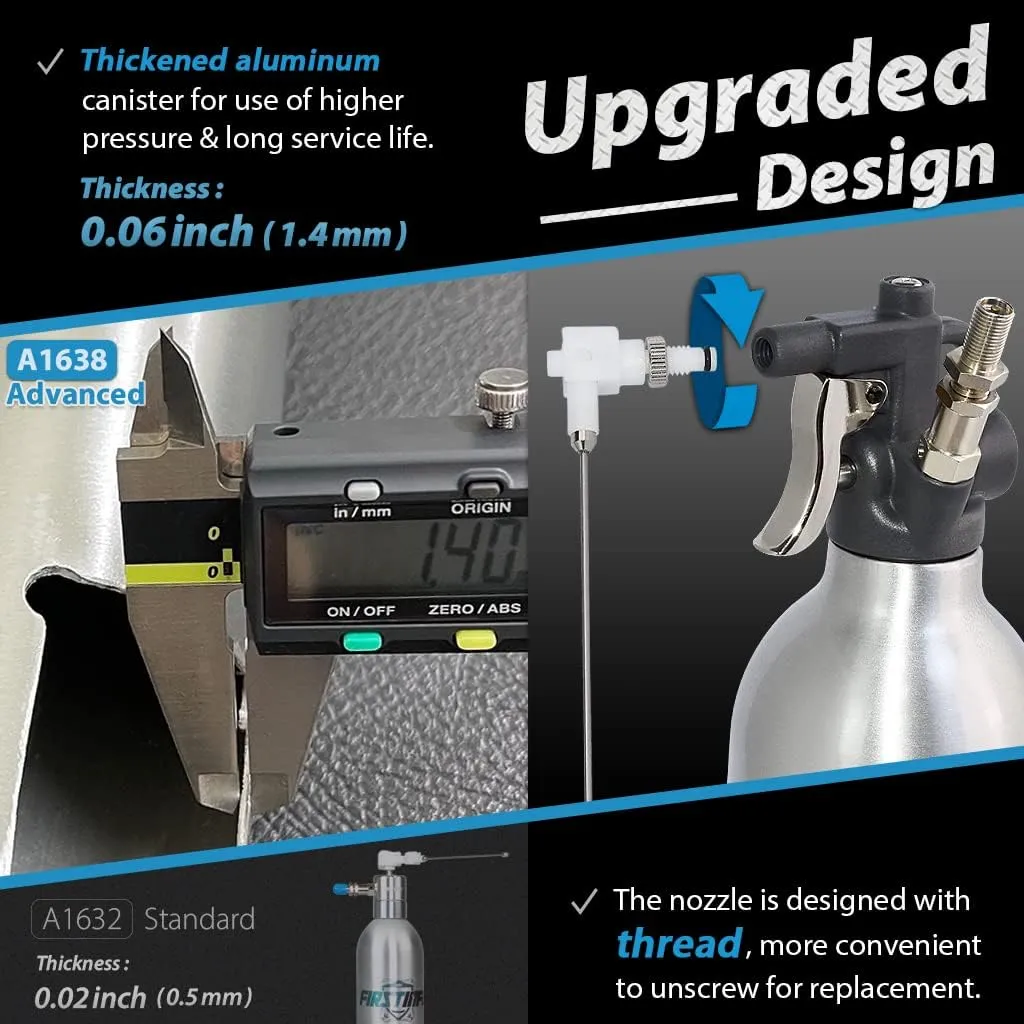FIRSTINFO A1638 (3rd Gen) Patented Lightweight Max. Pressure 140psi / 620ml Thickened Aluminum Canister Refillable Aerosol Spray Can | Compressed Air Sprayer | Wide Mist Spray