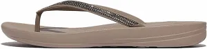 FitFlop Women's Iqushion Ombre-Sparkle On Taupe/Pewter Flip-Flops