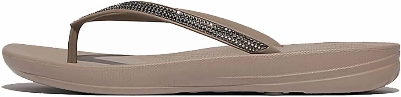 FitFlop Women's Iqushion Ombre-Sparkle On Taupe/Pewter Flip-Flops